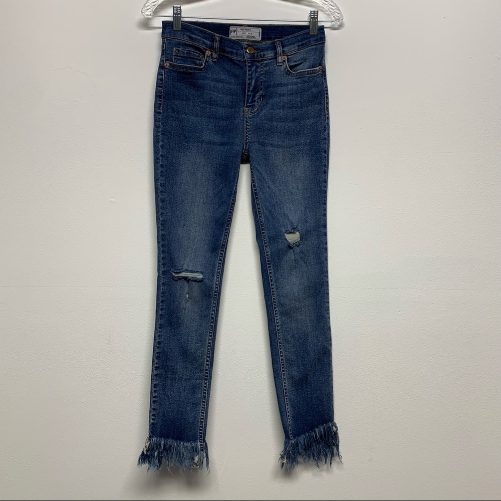 Free People Size 26 Frayed Hem BOHO Distressed Jeans